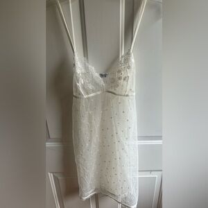 Lou Paris Women’s Vintage‎ Sheer Lace Floral White Chemise Size Medium